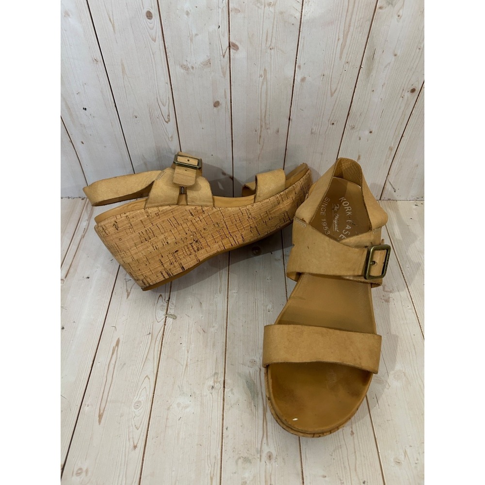 Kork Ease The Original Women's Sandal Platform Heel Tan Leather Size 7M